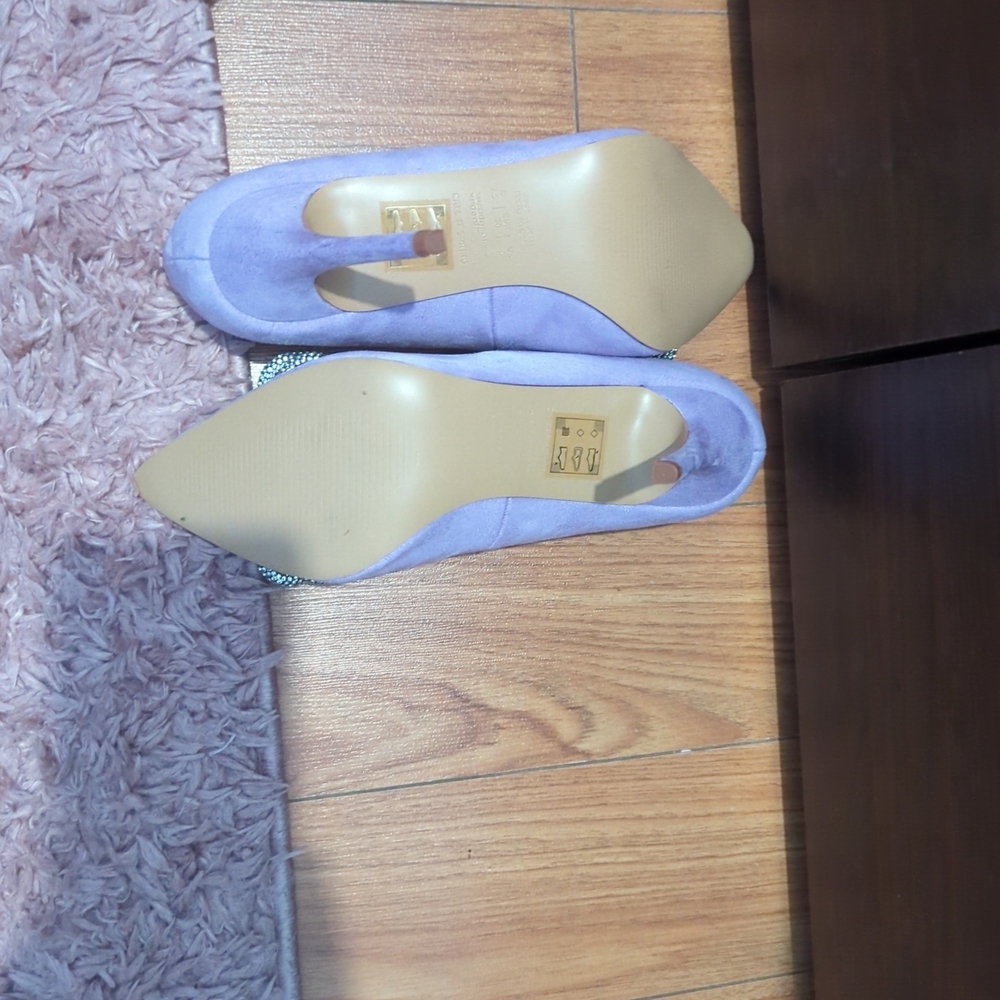 Call It Spring Lilac Pointed-Toe Heels with Rhinestone Bow - Picture 3 of 3